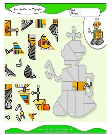 Puzzle Kes Yapıştır Çalışma Sayfaları